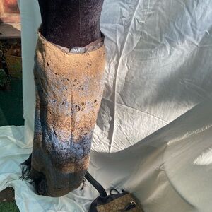 Women's Blue and Brown Felted Wool maxi  Skirt Jön. fits size 4-6